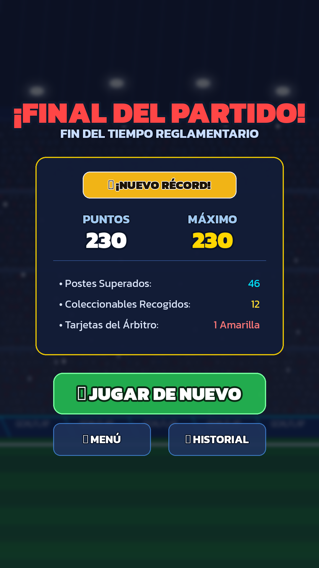 GoalFlap Fin del Partido y Récords
